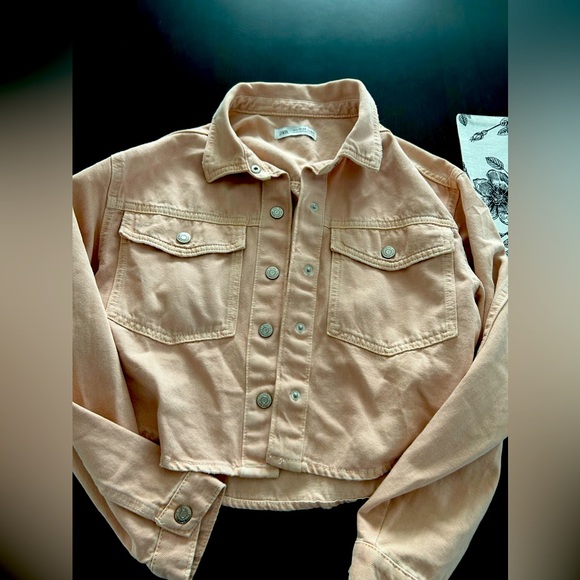 Zara Other - Crop pink Jean jacket